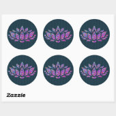 Rond Sticker Turquoise et arc-en-ciel lotus (Feuille)