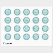 Rond Sticker turquoise Merci de couronne (Feuille)