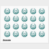 Rond Sticker turquoise Swan Lake Wedding Favor (Feuille)