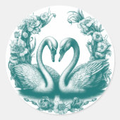 Rond Sticker turquoise Swan Lake Wedding Favor (Devant)