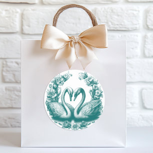 Rond Sticker turquoise Swan Lake Wedding Favor