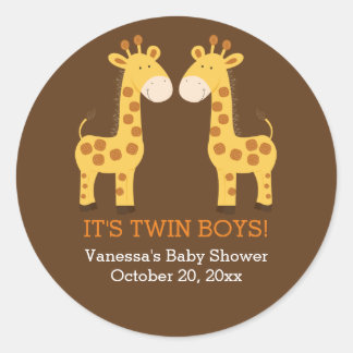 Rond Sticker Twin Giraffes Twins Round Faveur