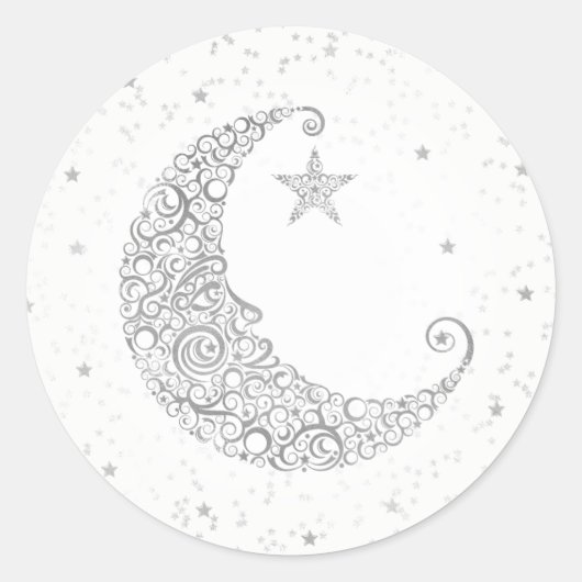 Rond Sticker Twinkle Little Star Silver Moon (Devant)