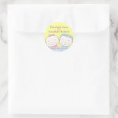 Rond Sticker Twins in Crib, Girl and Boy Names (Sac)