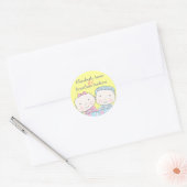 Rond Sticker Twins in Crib, Girl and Boy Names (Enveloppe)