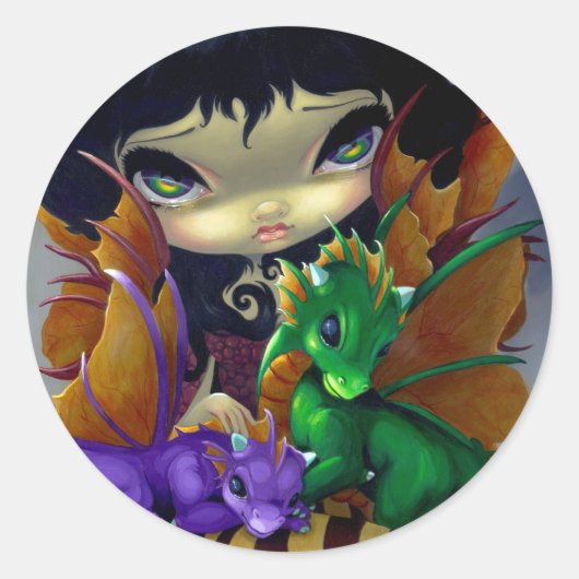 Rond Sticker "Two Cute Dragonlings" (Devant)