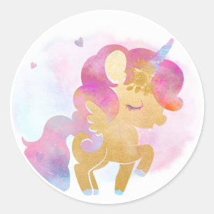 Rond Sticker Unicorn Anniversaire Favoriser Sticker Tag