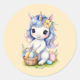 Rond Sticker Unicorn de Pâques