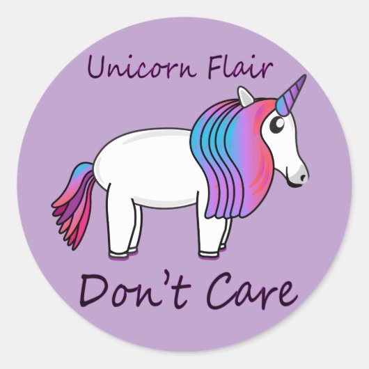Rond Sticker Unicorn Flair s'en fiche (Devant)