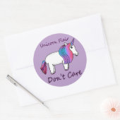 Rond Sticker Unicorn Flair s'en fiche (Enveloppe)