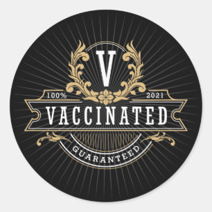 Rond Sticker vacciné  Emblème royal  VAX'd
