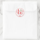 Rond Sticker Valentine de baseball, LOVE Baseball (Sac)