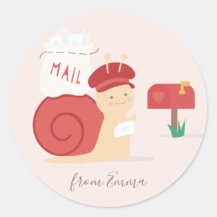 Rond Sticker Valentine Mail Snail