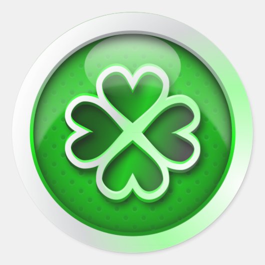 Rond Sticker vert brillant quatrefoil St. Patrick's Day (Devant)