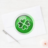 Rond Sticker vert brillant quatrefoil St. Patrick's Day (Enveloppe)