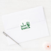 Rond Sticker vert et blanc I Love Trees (Enveloppe)