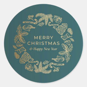 Rond Sticker vert Joyeux Noël