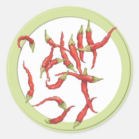 Rond Sticker vert rouge Hot Chillies (Devant)