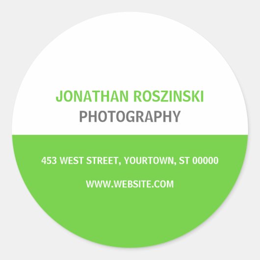 Rond Sticker vert texte simple (Devant)