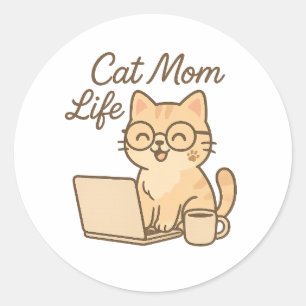 Rond Sticker Vie Maman Chat