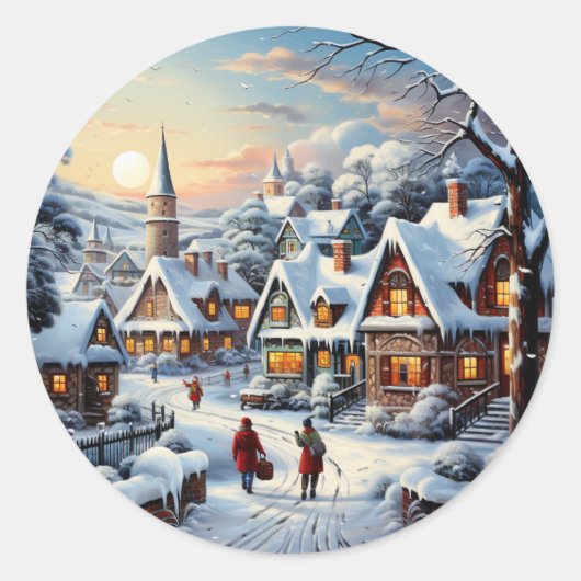 Rond Sticker Village Winter Wonderland (Devant)