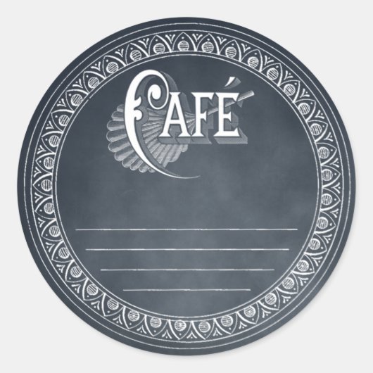 Rond Sticker vintage Cafe Blackboard Lined Recette (Devant)