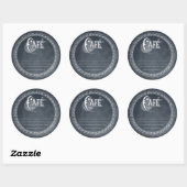 Rond Sticker vintage Cafe Blackboard Lined Recette (Feuille)