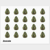 Rond Sticker Vintage Christmas Tree (Feuille)