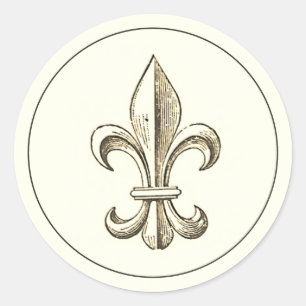 Rond Sticker Vintage Fleur de Lis