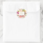 Rond Sticker vintage Fleurs Rose Pastel Chic Élégant (Sac)