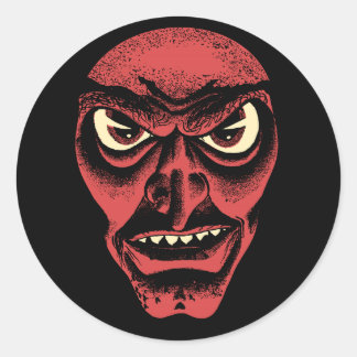 Rond Sticker vintage Halloween Demon ou Witch