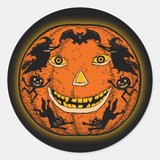 Rond Sticker vintage Halloween Jack O'Lantern (Devant)