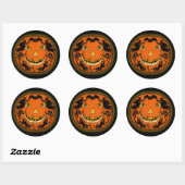 Rond Sticker vintage Halloween Jack O'Lantern (Feuille)