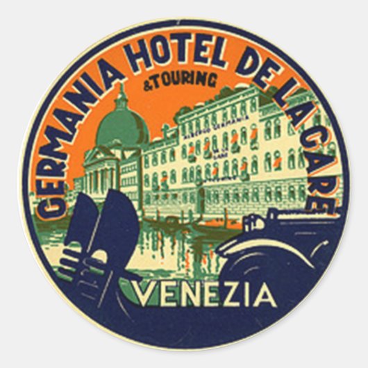 Rond Sticker vintage Hotel & Travel (Devant)