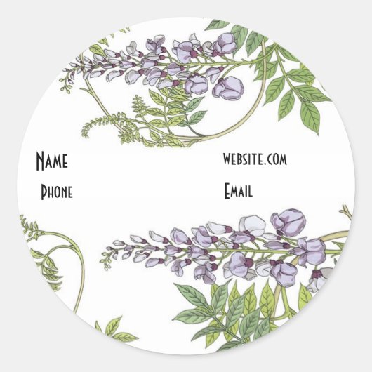 Rond Sticker Vintage Lavender Blanc Floral (Devant)
