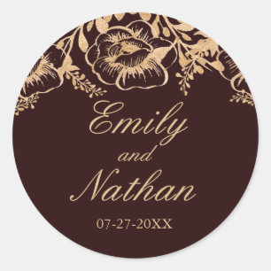 Rond Sticker vintage Mariage de Bourgogne d'or
