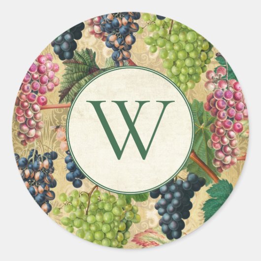 Rond Sticker vintage Monogramme Classic Round Graphe (Devant)