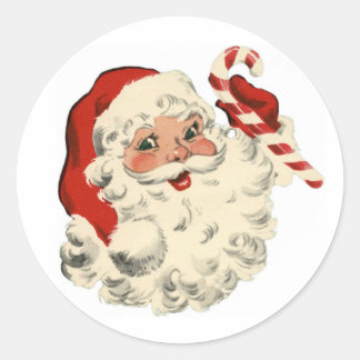 Rond Sticker vintage Père Noël Sucre de canne Holiday