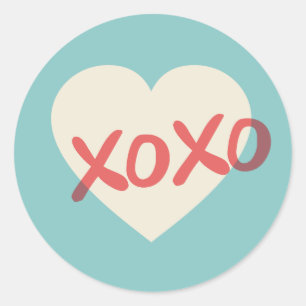 Rond Sticker vintage Retro Heart XOXO Valentine's Day