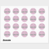 Rond Sticker vintage rose, gris Mariage damassé Favour (Feuille)