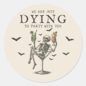 Rond Sticker vintage Skeleton Halloween Party (Devant)