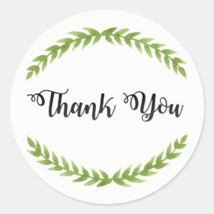 Rond Sticker Vintage Thank You avec Feuilles