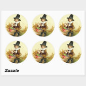 Rond Sticker vintage Thanksgiving (Feuille)
