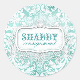 Rond Sticker Vintage Turquoise GC Shabby