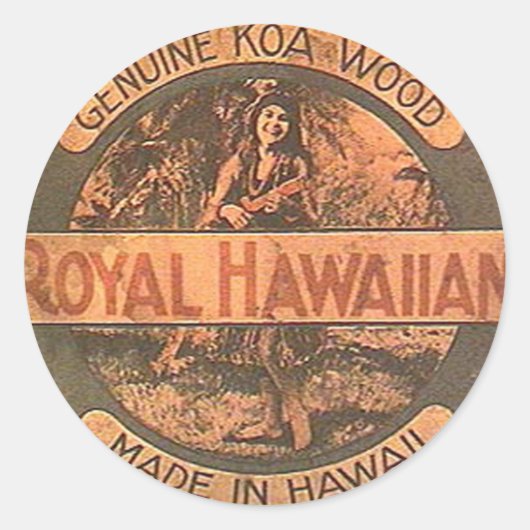 Rond Sticker vintage Ukulele Lablel (Devant)