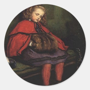 Rond Sticker Vintage Victorian Girl GR8 Main Muff Cape