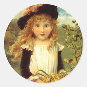 Rond Sticker Vintage Victorian PinaForge Girl Daffodiqu