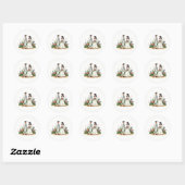 Rond Sticker Vintage Wedding Couple (Feuille)
