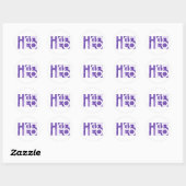 Rond Sticker violet Bonjour (Feuille)