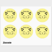 Rond Sticker Visage Chat Purr-fect (Feuille)